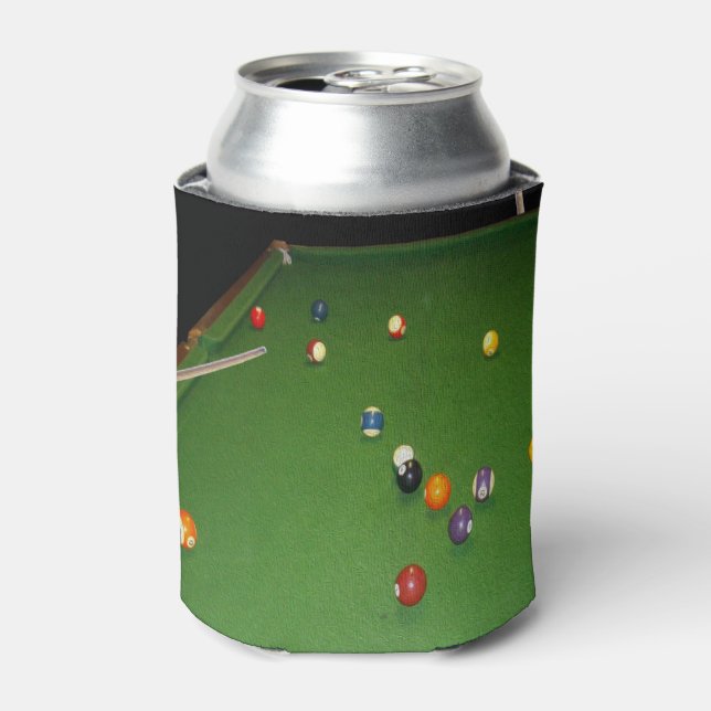 Eightball Table Oilpaint With  Balls And Cues, Can Cooler (Can Front)