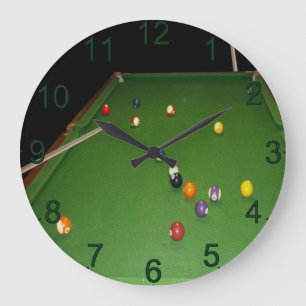 Eightball Table With Balls And Cue, Wall Clock