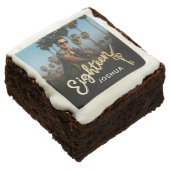 Eighteen 18th birthday party photo gold black brownie (Angled)