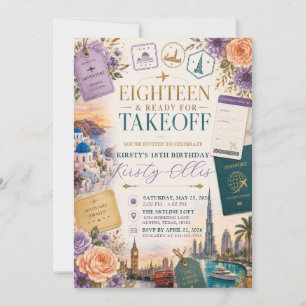Eighteen and Ready for Takeoff Birthday Party Invitation