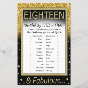 Eighteen Birthday This or That Game