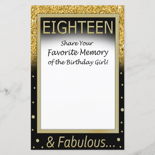 Eighteen Favorite Memory of the Birthday Girl (Front)