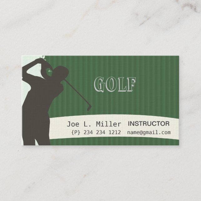 Eighteen Holes, Sporty Green Golfer Patterns Business Card (Front)