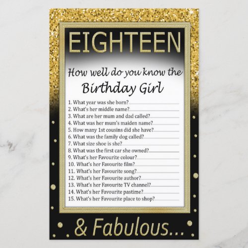 Eighteen How well do you know the birthday girl