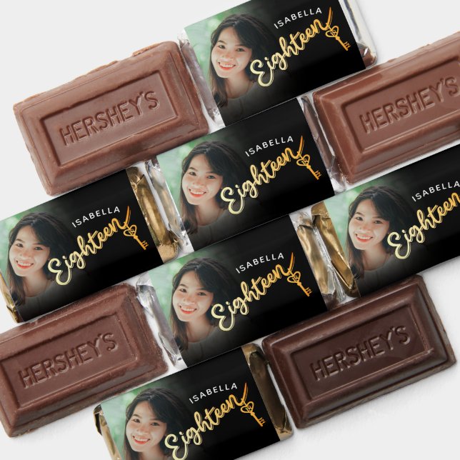 Eighteen key gold black 18th Birthday photo Hershey's Miniatures (Assorted)