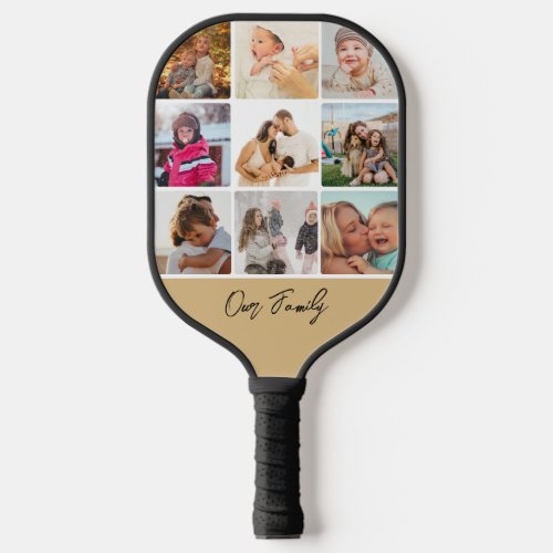 Eighteen Photo Collage Simple Family Name Pickleball Paddle
