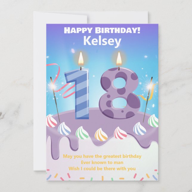 Eighteen year old Happy Birthday card (Front)