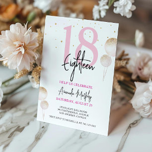 Eighteenth Birthday Invitation Pink Gold Glitter