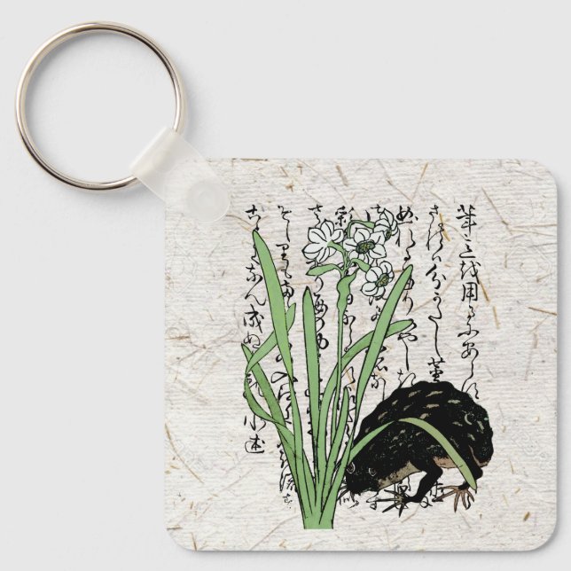 Eighteenth Century Japanese Botanical Frog Toad  Keychain (Front)