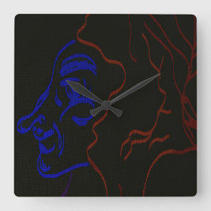 Eighteenth Century Red-haired Baron Square Wall Clock