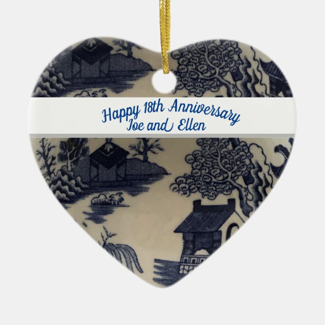 Eighteenth Wedding Anniversary  Porcelain Ceramic Ornament (Front)