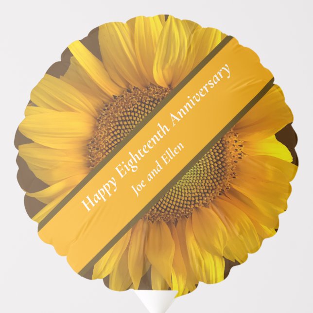 Eighteenth Wedding Anniversary Sunflower Balloon (Front)
