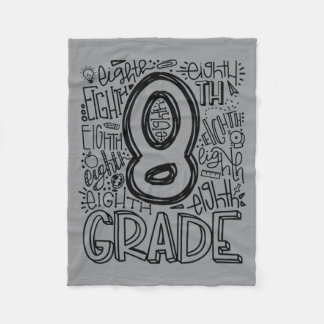 Eighth 8th Grade Typography Back To School Fleece Blanket