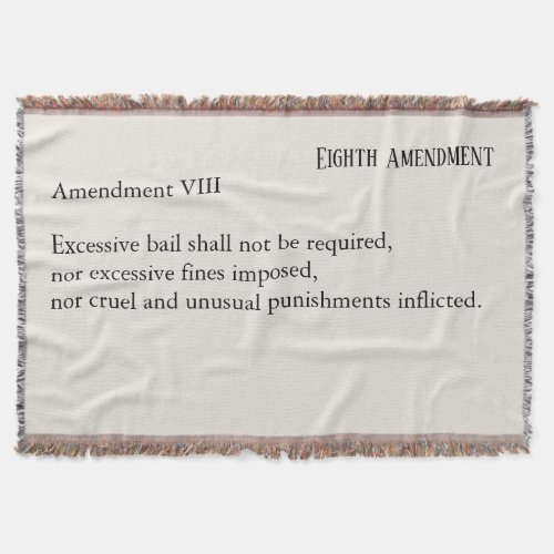 Eighth Amendment Constitution Bill of Rights Throw Blanket