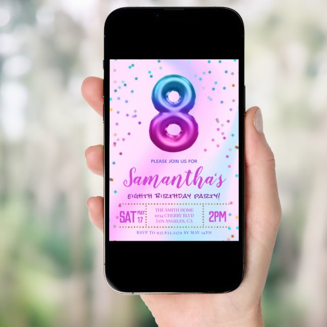 Eighth Birthday Party Invitation (Front Digital)