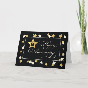 Eighth Employee Anniversary Black Gold Effect Star Card