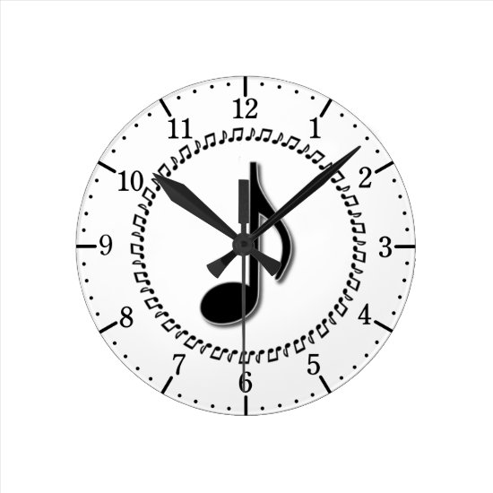 Eighth Note Music Design Round Clock