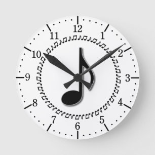 Eighth Note Music Design Round Clock