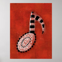 Eighth Note On Red Poster Wall Art - Music Theme