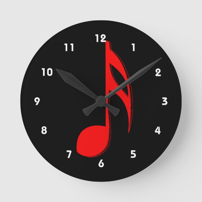 eighth note red black music design.png round clock (Front)