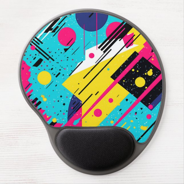 Eighties 80's Retro Geometric Pattern Gel Mouse Pad (Front)