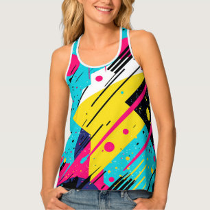 Eighties 80's Retro Geometric Pattern Tank Top