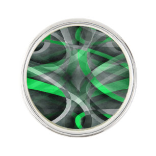 Eighties Chic Succulant Green and Grey Abstract Pa Lapel Pin