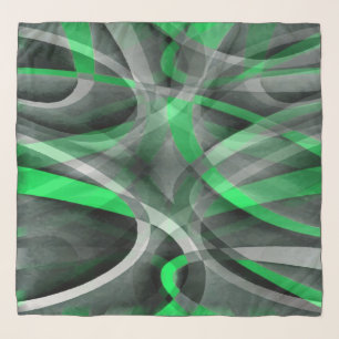 Eighties Chic Succulant Green and Grey Abstract Pa Scarf