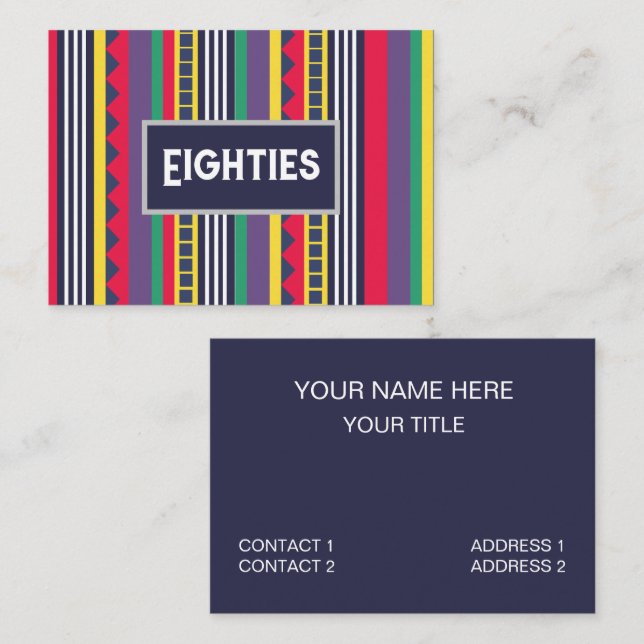 Eighties Colorful Stripes 80s Business Card (Front/Back)
