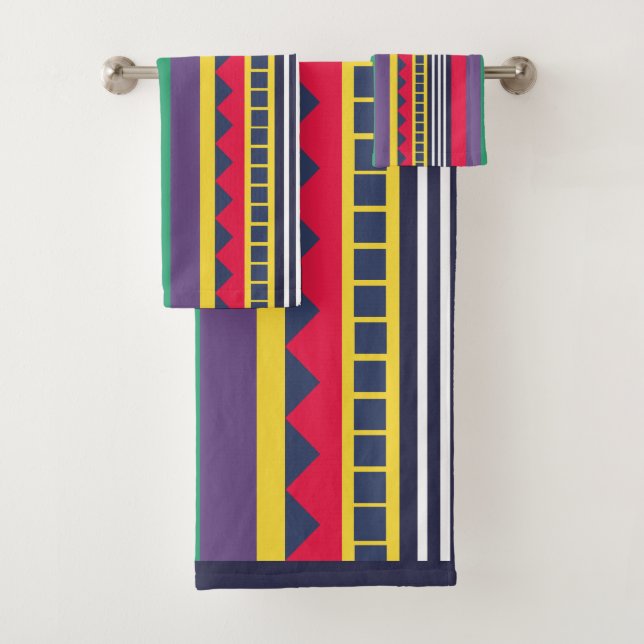 Eighties Colorful Stripes  Bath Towel Set (Insitu)