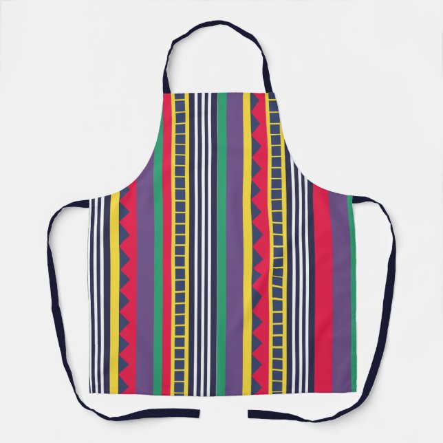Eighties Colorful Stripes Pattern Eighties  Apron (Front)