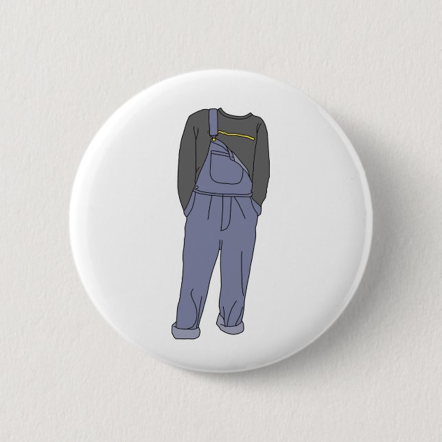 Eighties Fashion Aesthetic Gray Overalls Button (Front)