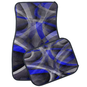 Eighties Groovy Royal Blue and Grey Arched Line Pa Car Floor Mat