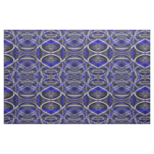 Eighties Groovy Royal Blue and Grey Arched Line Pa Fabric
