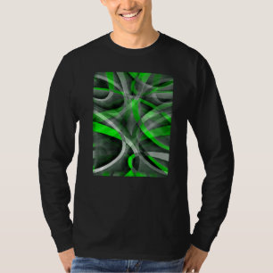 Eighties Lime Green On Grey Abstract Strip Pattern T-Shirt
