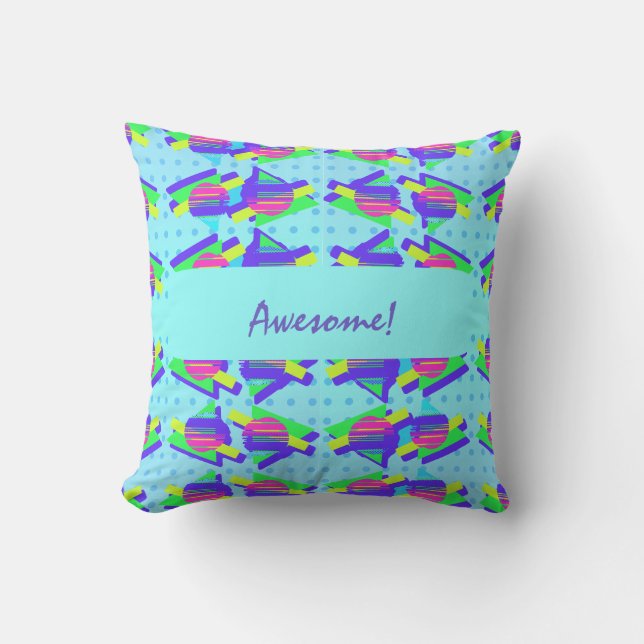 Eighties Memphis Customizable Triangle Patterns Throw Pillow (Front)