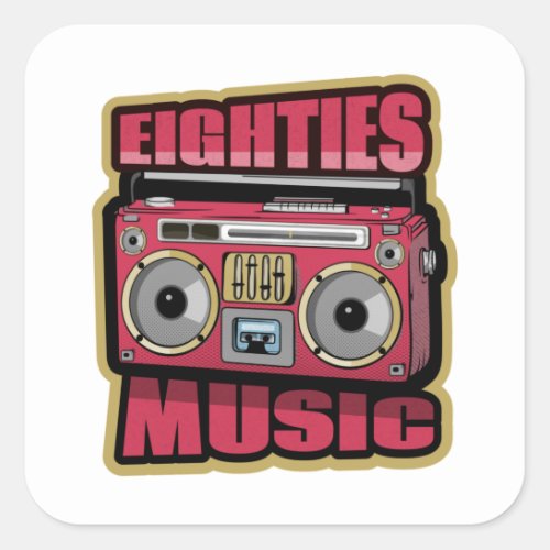 Eighties Music Stereo Square Sticker