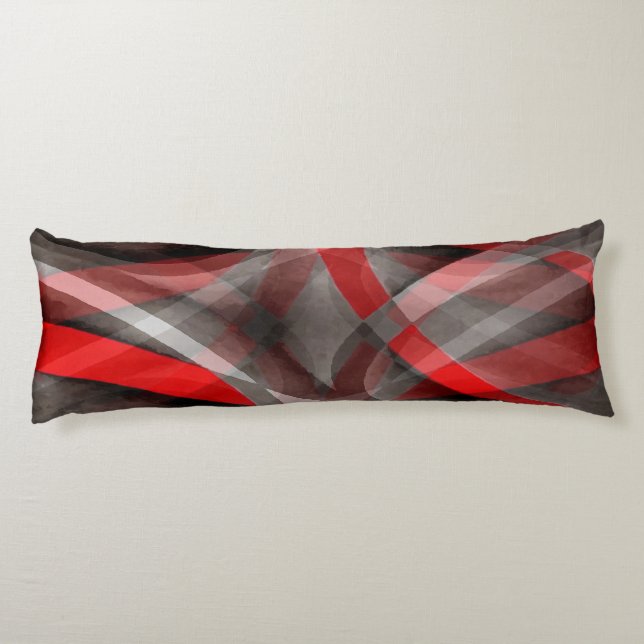 Eighties Red White and Grey Layered Curves Body Pillow (Back)