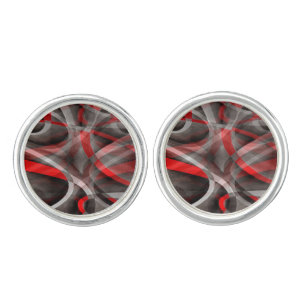 Eighties Red White and Grey Layered Curves Cufflinks