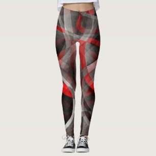 Eighties Red White and Grey Layered Curves Leggings