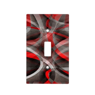 Eighties Red White and Grey Layered Curves Light Switch Cover