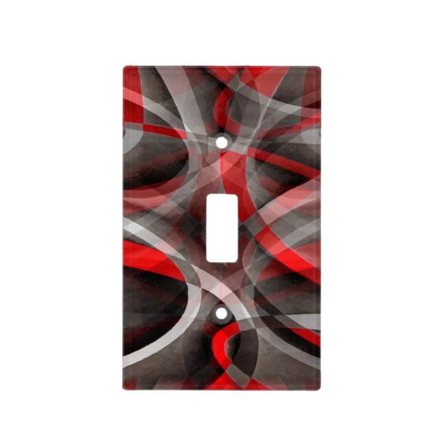 Eighties Red White and Grey Layered Curves Light Switch Cover (Front)