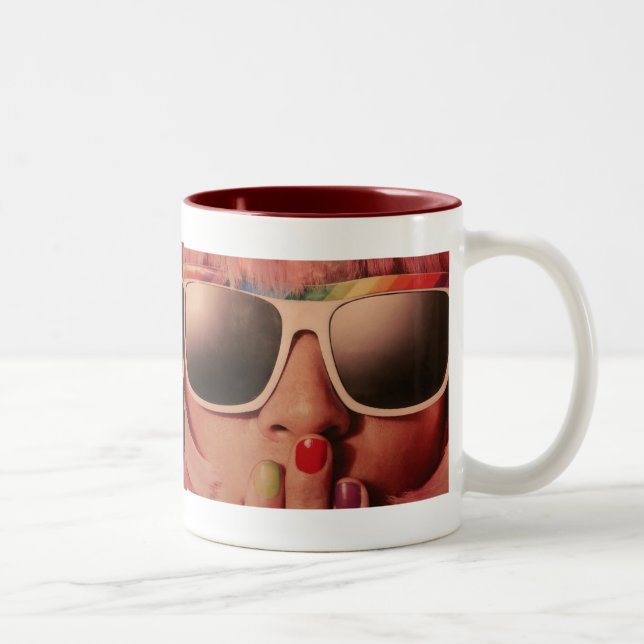 Eighties retro fashion girl Two-Tone coffee mug (Right)