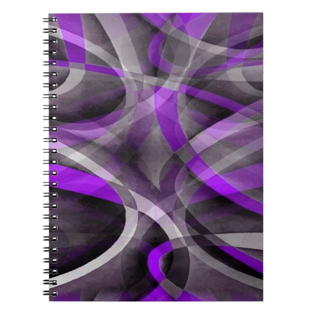 Eighties Retro Light Purple and Grey Curvy Pattern Notebook (Front)