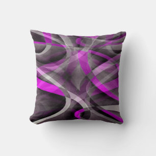 Eighties Retro Magenta and Grey Artistic Pattern Throw Pillow