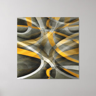 Eighties Retro Mustard Yellow and Grey Abstract Cu Canvas Print