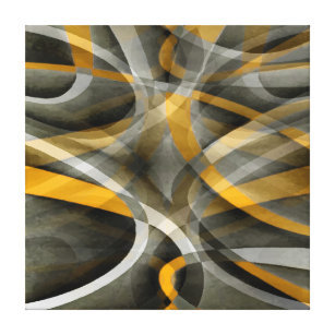 Eighties Retro Mustard Yellow and Grey Abstract Cu Canvas Print