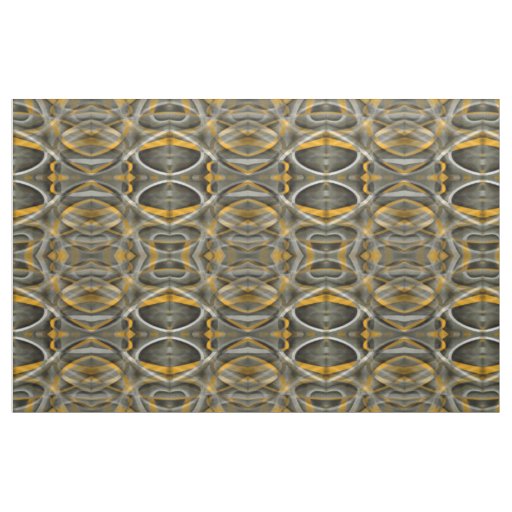 Eighties Retro Mustard Yellow and Grey Abstract Cu Fabric