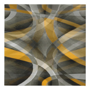 Eighties Retro Mustard Yellow and Grey Abstract Cu Faux Canvas Print