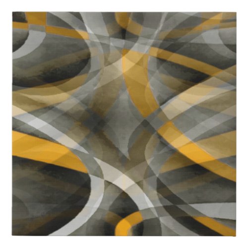 Eighties Retro Mustard Yellow and Grey Abstract Cu Faux Canvas Print